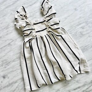 Zara Striped Textured Weave Girls Dress